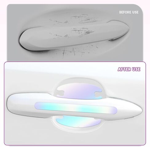 16 قطعة من واقي مقبض باب السيارة - ملصقات عاكسة لوعاء أبواب السيارات العالمية ثلاثية الأبعاد من ألياف الكربون الأسود والأبيض المبهر للخدش وشريط حماية للرؤية الليلية مقاوم للماء للملحقات الخارجية للسيارات in Kuwait