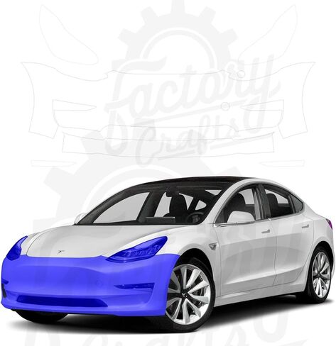 Factory Craft Tesla Model 3 طبقة حماية الطلاء الواقية حمالة صدر شفافة PPF مصد + مجموعة أضواء مقطوعة رقميًا متوافقة مع Tesla Model 3 2017-2023 in Kuwait