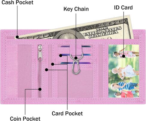 JONYEE Kids Wallets for Girls Ages 4-18 Trifold, Toddler/Youth Wallet for Boys with Zippered Coin Pocket and Card Holders, Novelty Wallet for Childrens Birthday Gifts - Triangle Red&White in Saudi Arabia