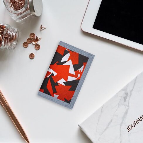 JONYEE Kids Wallets for Girls Ages 4-18 Trifold, Toddler/Youth Wallet for Boys with Zippered Coin Pocket and Card Holders, Novelty Wallet for Childrens Birthday Gifts - Triangle Red&White in Saudi Arabia