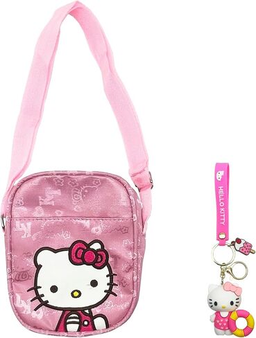 Kawaii Kitty Crossbody Bag with Adjustable Shoulder Strap and A Keychain, Handbag with Zipper Cute Coin Wallet Purse Shoulder Bag Coin Pouch Accessories Money Bag for Students Teens Girls Boys in Saudi Arabia