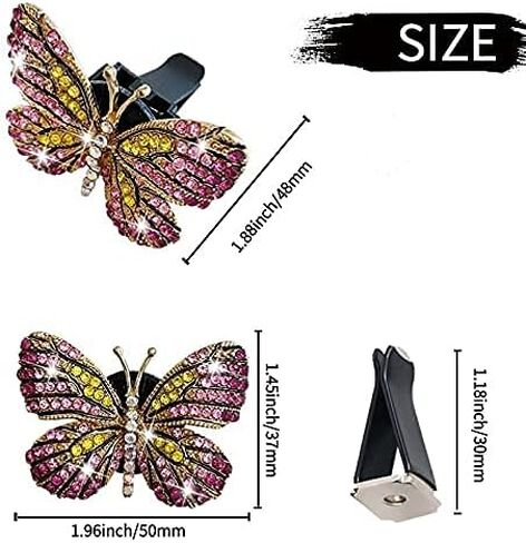Bling Butterfly Car Clip, Cute Butterfly Car Aromatherapy Vent Clips Rhinestone Car Bling Accessories Car Interior Decoration Charm（Pink） in Saudi Arabia