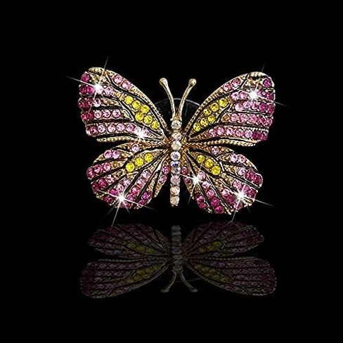 Bling Butterfly Car Clip, Cute Butterfly Car Aromatherapy Vent Clips Rhinestone Car Bling Accessories Car Interior Decoration Charm（Pink） in Saudi Arabia