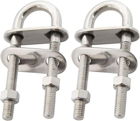 NovelBee 2-Pack 3/8" Stock Stainless Steel Stern Bow Eye U Bolt with Welding Plate,Washer and Hex Nuts (Overall Length:4") in Saudi Arabia