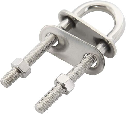 NovelBee 2-Pack 3/8" Stock Stainless Steel Stern Bow Eye U Bolt with Welding Plate,Washer and Hex Nuts (Overall Length:4") in Saudi Arabia