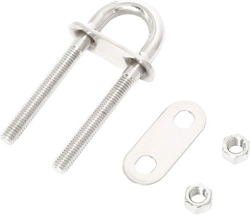 NovelBee 2-Pack 3/8" Stock Stainless Steel Stern Bow Eye U Bolt with Welding Plate,Washer and Hex Nuts (Overall Length:4") in Saudi Arabia