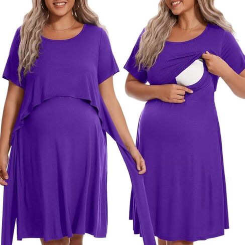 ثوب نوم للرضاعة بمقاس كبير من MONNURO، ثوب نوم للعمل والتوصيل لملابس نوم للأمهات في المستشفى in Kuwait