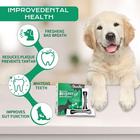 Orlpevet Teeth Clean Powder for Dogs, Dog Breath Freshener, Tartar,Plaque Remover, Dental Care Powder for Small,Medium,Large Dogs, Organic pet supplies-75g in Saudi Arabia