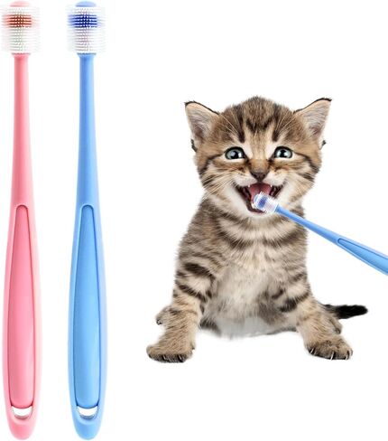 Qianyu 2 Pcs Dog Toothbrush 360 Degree Cleaning Soft Bristled Pet Brush Suitable for Small Dog and Cat Tooth Silicone Antislip Pet Cleaning Tool Dental Care Toothbrush Can Deep Clean Bad Breath in Kuwait