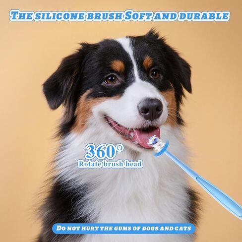 Qianyu 2 Pcs Dog Toothbrush 360 Degree Cleaning Soft Bristled Pet Brush Suitable for Small Dog and Cat Tooth Silicone Antislip Pet Cleaning Tool Dental Care Toothbrush Can Deep Clean Bad Breath in Kuwait