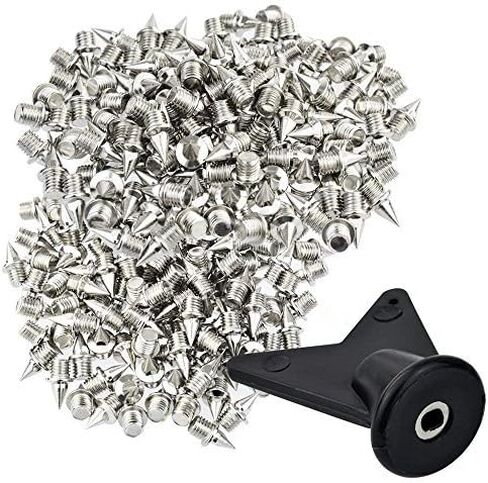 Wobe 200 Pcs 1/4 Inch Stainless Steel Spikes with 1 Pcs Spike Wrench, 0.25" Length Track and Cross Country Spikes Shoe Replacement Spikes for Sprint Sports Short Running Shoes in Kuwait