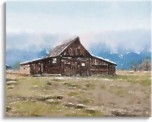 Stupell Industries Rural Countryside Cabin Landscape Canvas Wall Art, Design by Denise Brown in Saudi Arabia