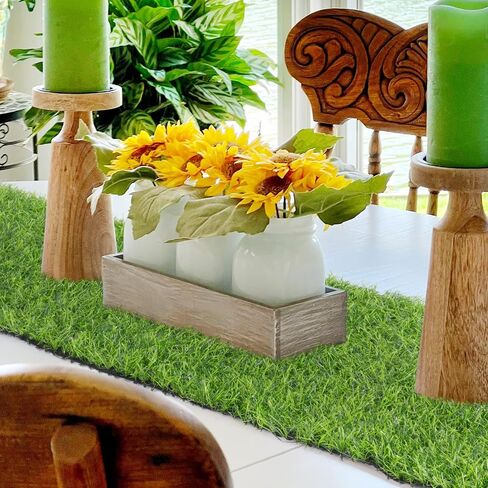 Grass Table Runner 12 x 36 Inch, Green Fake Faux Grass Table Decoration for Wedding, Birthday Party, Baby Shower, Banquet, Spring Summer Fall Holiday Artificial Tabletop Decor in Saudi Arabia