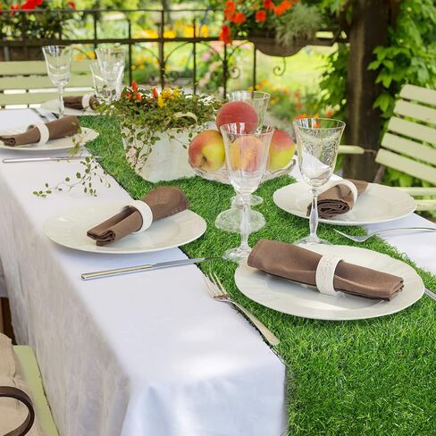 Grass Table Runner 12 x 36 Inch, Green Fake Faux Grass Table Decoration for Wedding, Birthday Party, Baby Shower, Banquet, Spring Summer Fall Holiday Artificial Tabletop Decor in Saudi Arabia