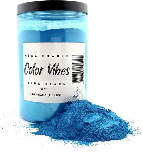 COLOR VIBES - Pearl Mica Powder Pigment Dye - 500 Grams (1.1 lbs) - Best Bulk Price for Fine Arts, Crafting, Painting, Bath Bomb Soap Candle Slime Jewelry Making, Epoxy Resin, Woodworking (Blue BL07) in Saudi Arabia