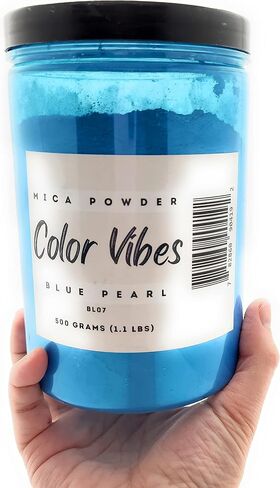 COLOR VIBES - Pearl Mica Powder Pigment Dye - 500 Grams (1.1 lbs) - Best Bulk Price for Fine Arts, Crafting, Painting, Bath Bomb Soap Candle Slime Jewelry Making, Epoxy Resin, Woodworking (Blue BL07) in Saudi Arabia