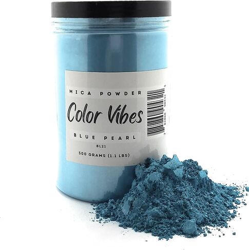 COLOR VIBES - Pearl Mica Powder Pigment Dye - 500 Grams (1.1 lbs) - Best Bulk Price for Fine Arts, Crafting, Painting, Bath Bomb Soap Candle Slime Jewelry Making, Epoxy Resin, Woodworking (Blue BL07) in Saudi Arabia