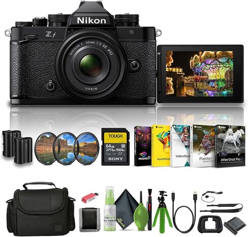 Nikon Zf 24.5MP Sensor 4K Video Recording Mirrorless Camera with Nikon NIKKOR Z 40mm f/2 (SE) Lens (1763) + 64GB Memory Card + Filter Kit + Bag + EN-EL15c Battery + Card Reader + More in Kuwait