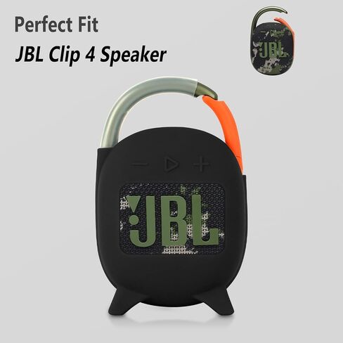 حقيبة حمل من السيليكون من Geiomoo متوافقة مع JBL Clip 4، غطاء محمول مقاوم للخدش والصدمات (أسود) in Saudi Arabia