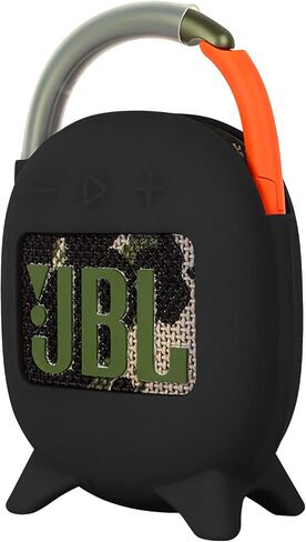 حقيبة حمل من السيليكون من Geiomoo متوافقة مع JBL Clip 4، غطاء محمول مقاوم للخدش والصدمات (أسود) in Saudi Arabia