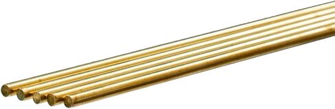 K & S Precision Metals K&S 3954 Round Brass Rods, 2.5mm OD x 1 Meter Long, 5 Rods, Made in USA in Kuwait