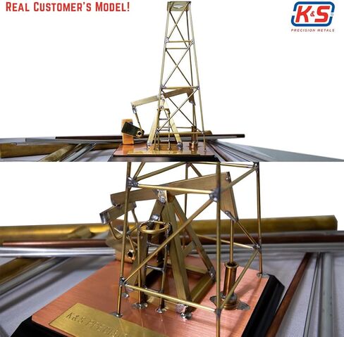 K & S Precision Metals K&S 3954 Round Brass Rods, 2.5mm OD x 1 Meter Long, 5 Rods, Made in USA in Kuwait