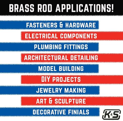 K & S Precision Metals K&S 3954 Round Brass Rods, 2.5mm OD x 1 Meter Long, 5 Rods, Made in USA in Kuwait