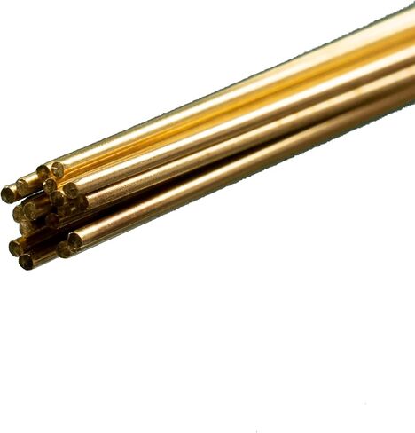 K & S Precision Metals K&S 3954 Round Brass Rods, 2.5mm OD x 1 Meter Long, 5 Rods, Made in USA in Kuwait