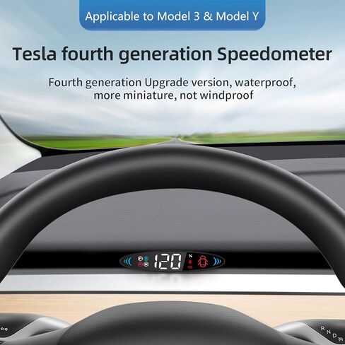 AZIJYV Tesla T6 Heads Up Display عداد سرعة رقمي صغير مع شاشة LCD لطراز 2019-2022 3 وطراز Y، طراز Tesla y Hud سرعة عرض عداد السرعة، والعتاد، والكهرباء in Kuwait