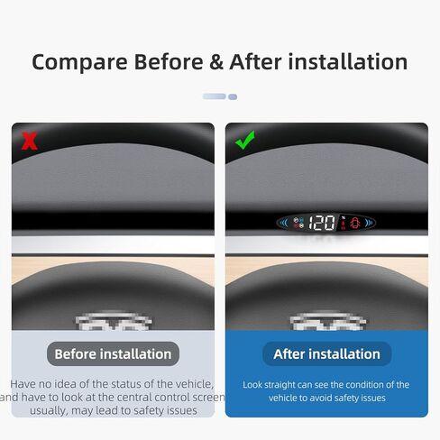 AZIJYV Tesla T6 Heads Up Display عداد سرعة رقمي صغير مع شاشة LCD لطراز 2019-2022 3 وطراز Y، طراز Tesla y Hud سرعة عرض عداد السرعة، والعتاد، والكهرباء in Kuwait