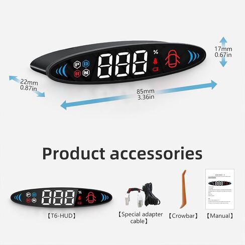 AZIJYV Tesla T6 Heads Up Display عداد سرعة رقمي صغير مع شاشة LCD لطراز 2019-2022 3 وطراز Y، طراز Tesla y Hud سرعة عرض عداد السرعة، والعتاد، والكهرباء in Kuwait