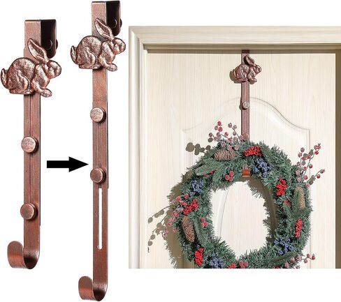 IIUS 2 PCS 16" H Wreath Hangers Adjustable Front Door Rabbit Wreath Hook Holder, Antique Copper in Saudi Arabia