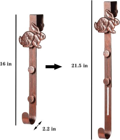 IIUS 2 PCS 16" H Wreath Hangers Adjustable Front Door Rabbit Wreath Hook Holder, Antique Copper in Saudi Arabia