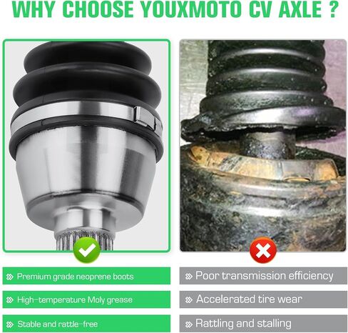 Youxmoto Front Left/Right CV Axle Fit for Polaris Ranger RZR 800 (EPS LE) 2008-2014; For RZR 570 2014-2020; 4340 Chromoly Steel CV AXLE Drive Shaft, For 1332440, 2 PCS in Saudi Arabia