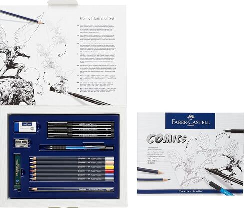Faber-Castell Comic Illustration Set - The Famazings Superhero Comic Book Drawing Kit - Draw with Pitt Artist Pens & Goldfaber Coloring Pencils in Saudi Arabia