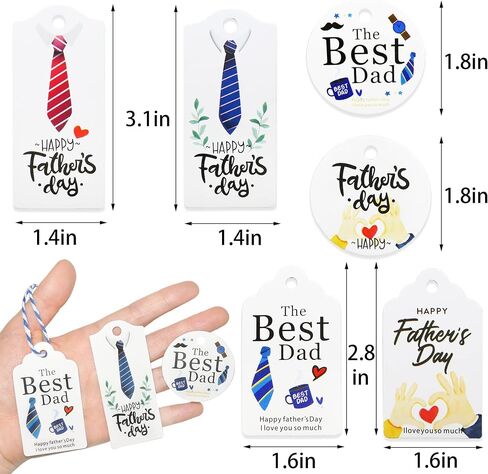 Father's Day Gift Tags,60 Pcs Happy Father's Day Hanging Paper Tags with String Dad Labels for Gift Wrapping Supplies in Saudi Arabia