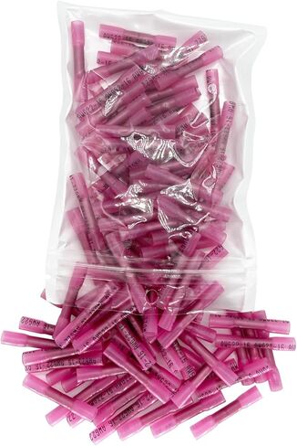 100pcs Heat Shrink Butt Connector, 18-22 AWG Red Electrical Butt Wire Connectors - Insulated Crimp Waterproof Butt Splice Terminal in Saudi Arabia