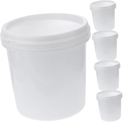 SWOOMEY 5pcs Food Grade Plastic Bucket Plastic Paint Bucket Industrial pails Painting Brush Washer Camping pails Fermenting Container Fishing Bucket Sealed Bucket White Vomit Bucket in Saudi Arabia