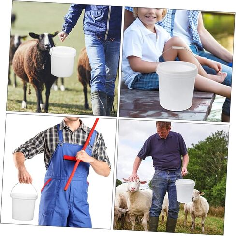 SWOOMEY 5pcs Food Grade Plastic Bucket Plastic Paint Bucket Industrial pails Painting Brush Washer Camping pails Fermenting Container Fishing Bucket Sealed Bucket White Vomit Bucket in Saudi Arabia
