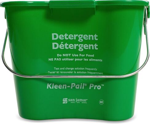 دلو تنظيف سطل المنظفات San Jamar Kleen-Pail Pro مع مقبض بكفالة للتنظيف والمطابخ والمطاعم واستخدامات النظافة، بلاستيك، 8 كوارت، أخضر، (عبوة من 12 قطعة) in Saudi Arabia