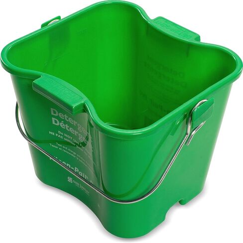 دلو تنظيف سطل المنظفات San Jamar Kleen-Pail Pro مع مقبض بكفالة للتنظيف والمطابخ والمطاعم واستخدامات النظافة، بلاستيك، 8 كوارت، أخضر، (عبوة من 12 قطعة) in Saudi Arabia
