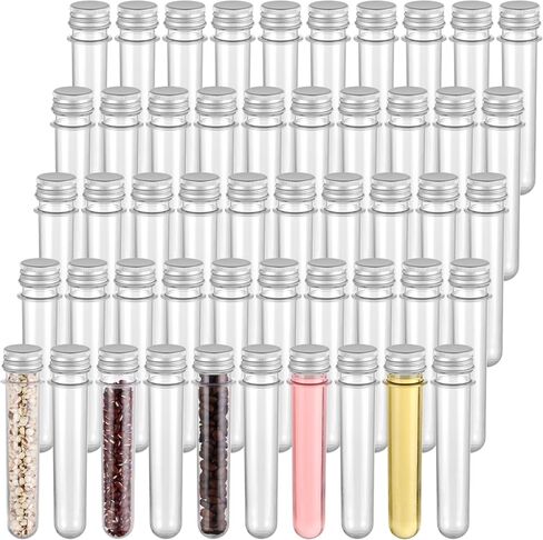 50 PCS Test Tubes, 45 ML Test Tubes with Aluminum Threaded Lids, 1.0 x 5.6 Inches Clear Candy Tubes Vials, Storage Tubes Container for Sample Powder Seed Bead Gift Science Party in Saudi Arabia