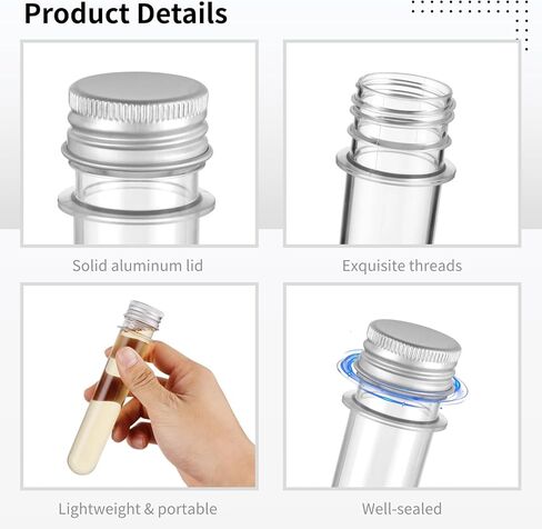 50 PCS Test Tubes, 45 ML Test Tubes with Aluminum Threaded Lids, 1.0 x 5.6 Inches Clear Candy Tubes Vials, Storage Tubes Container for Sample Powder Seed Bead Gift Science Party in Saudi Arabia