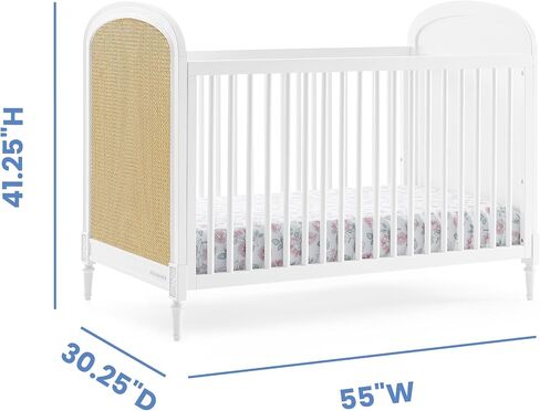 Delta Children Madeline 4-in-1 Convertible Crib - Includes Conversion Rails, Bianca White in Saudi Arabia