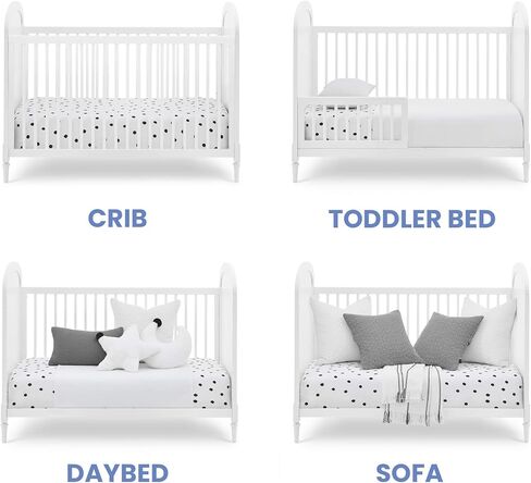 Delta Children Madeline 4-in-1 Convertible Crib - Includes Conversion Rails, Bianca White in Saudi Arabia