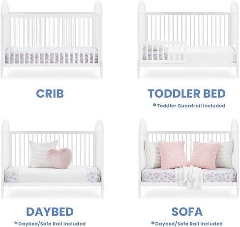 Delta Children Madeline 4-in-1 Convertible Crib - Includes Conversion Rails, Bianca White in Saudi Arabia
