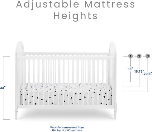 Delta Children Madeline 4-in-1 Convertible Crib - Includes Conversion Rails, Bianca White in Saudi Arabia