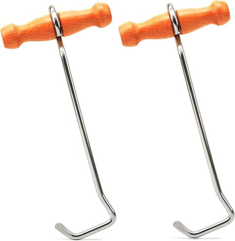 HDYEGY 1 Pair Boot Hooks Boot Puller with Wooden Handles,Heavy Duty Steel Boot Pull Hooks for Cowboy Riding Boot in Saudi Arabia