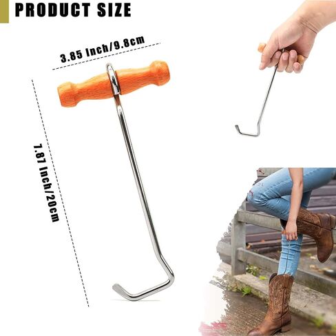 HDYEGY 1 Pair Boot Hooks Boot Puller with Wooden Handles,Heavy Duty Steel Boot Pull Hooks for Cowboy Riding Boot in Saudi Arabia