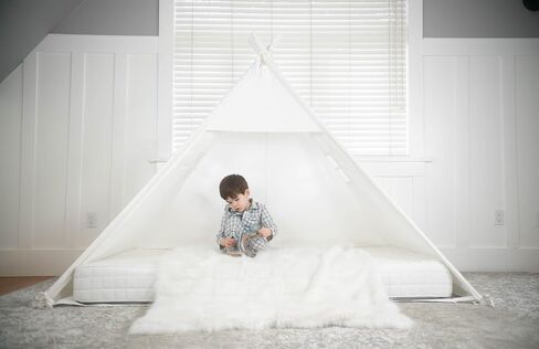Domestic Objects | Play Tent Bed Canopy | Teepee for Mattress | 100% Cotton Canvas | Premium Quality (Twin/Single No Door) (White) in Saudi Arabia